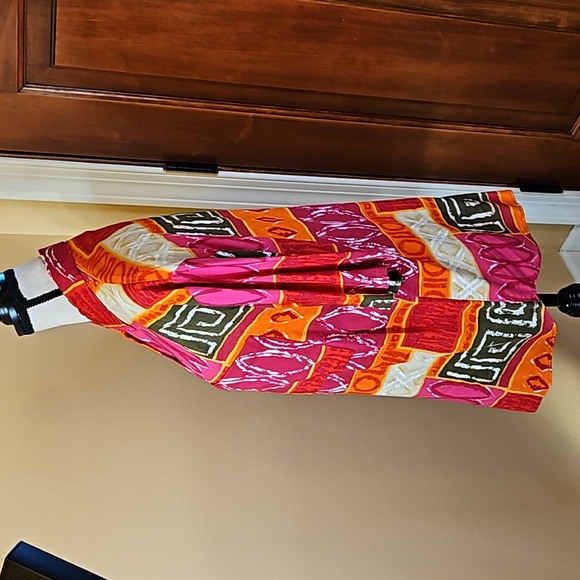 VINTAGE BOBBIE BROOKS BLOUSE LARGE 16/18 SHOULDER PADS RED PINK ORANGE GREEN L - Picture 6 of 8